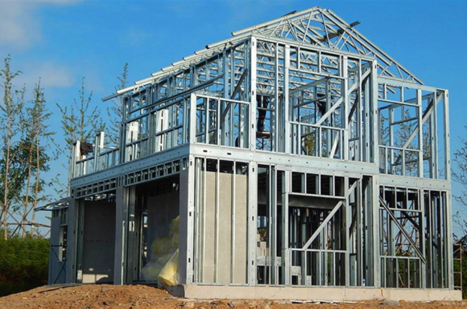 Q235b Light Gauge Steel Frame House การก่อสร้างที่อยู่อาศัยด้วย Nz Standard 0