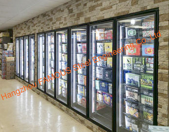 จีน ประตูกระจกอุ่นซูเปอร์มาร์เก็ต Multideck สำหรับชิ้นส่วนห้องเย็น / ตู้เย็น / ตู้แช่แข็ง ผู้ผลิต