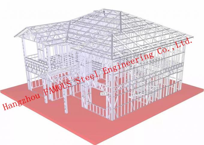 Usa Uk Standard Q345b โครงเหล็กโครงสร้างวิลล่าเกสต์เฮาส์อาคารสำเร็จรูป 0